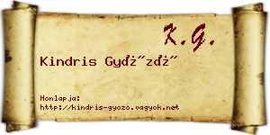 Kindris Győző névjegykártya